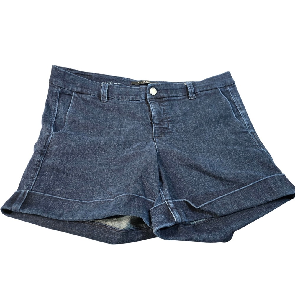 Liverpool Los Angeles Trouser‎ Short Dark Wash Denim Cuffed Shorts Womens 16W
